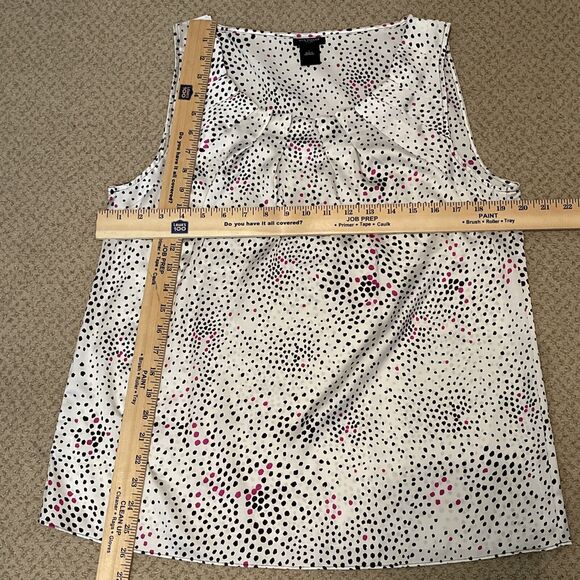 ANN TAYLOR Women’s Size L Polyester Blouse Tank White Black Fuschia - Picture 8 of 8